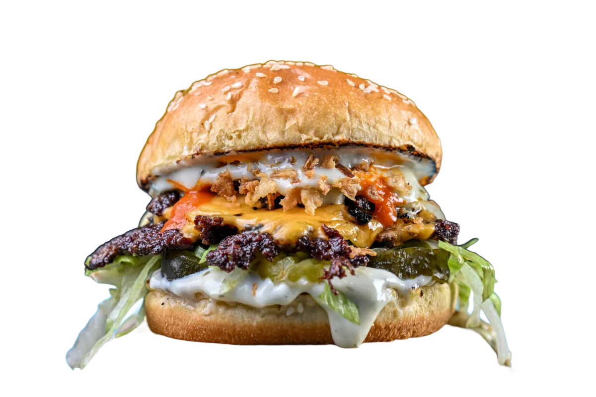 Danny's smash burger with cheese and pickles